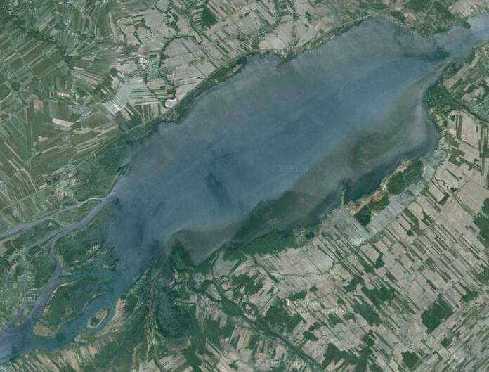 Lac Saint Pierre au Canada vue satelitte